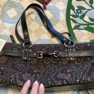 Etienne Aigner Tapestry and Leather Handbag